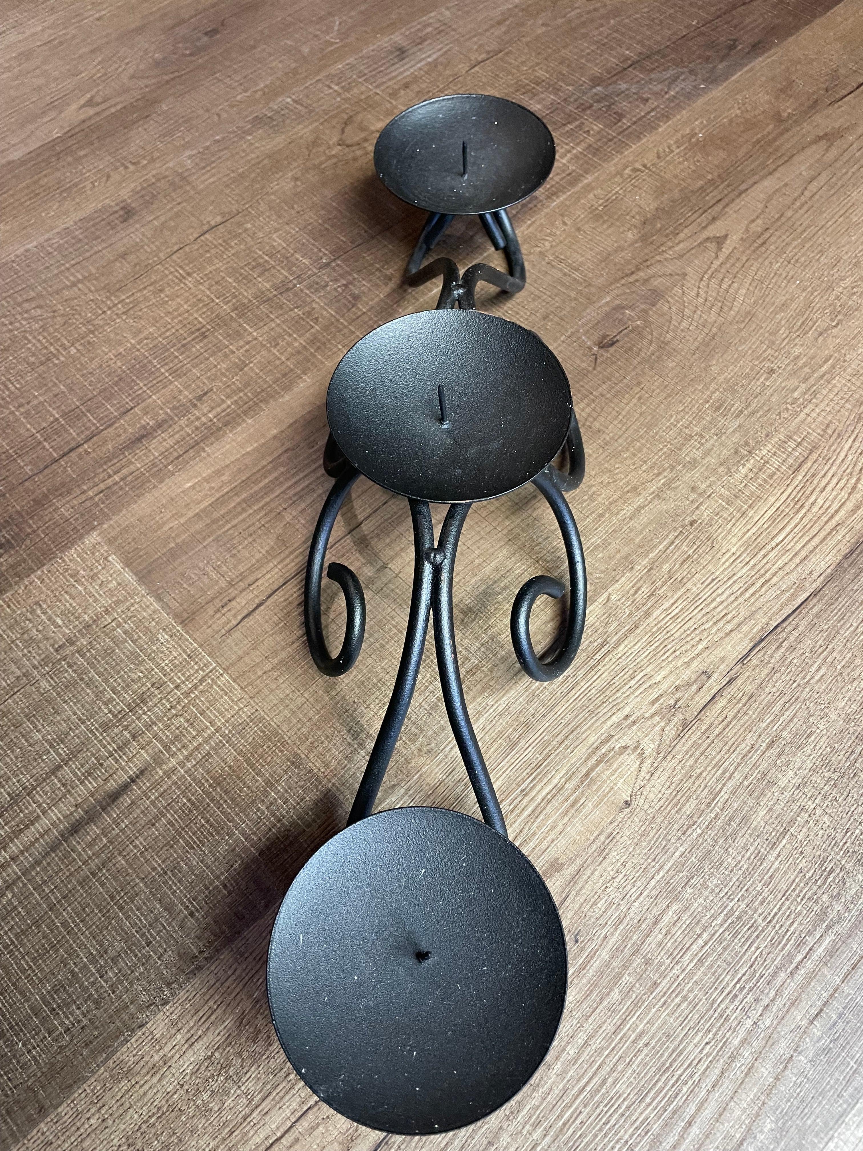 Wrought Iron 3 Tier Pillar Candle Holder