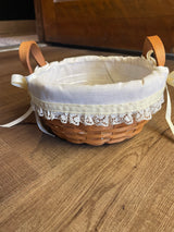 Longaberger 7" Basket With Leather Handles, Liner & Protector
