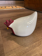 Vintage Glazed Ceramic Chicken Decor