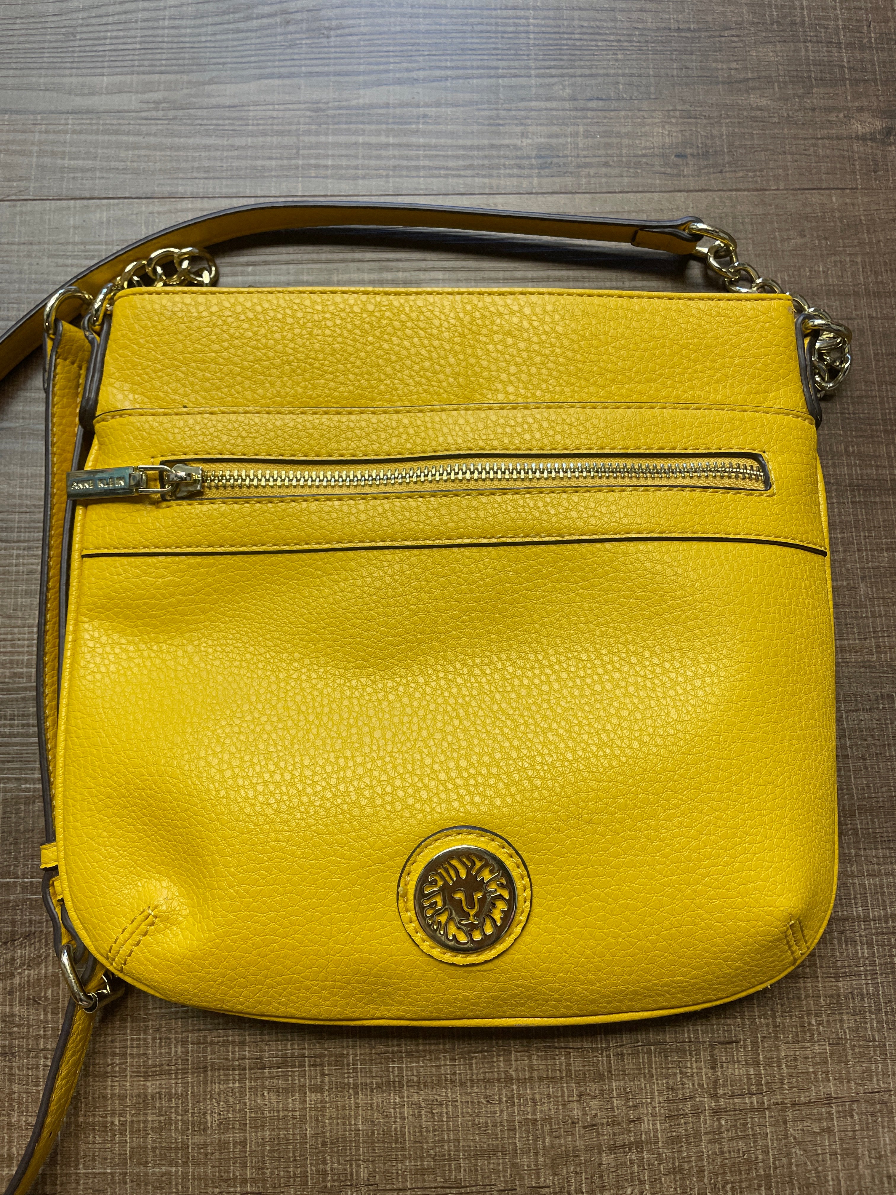 Anne Klein Yellow Pebbled Leather Crossbody