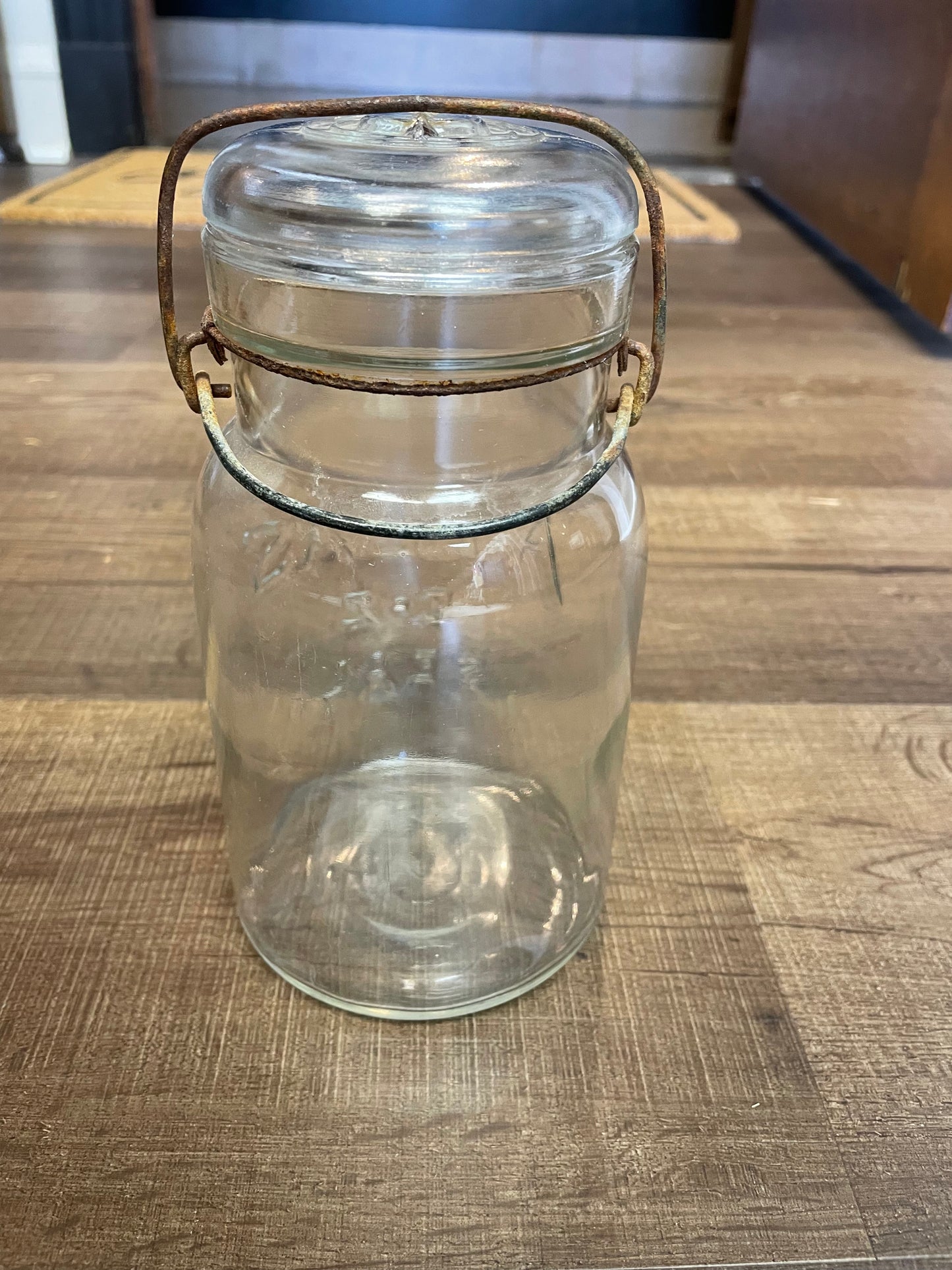 Vintage Atlas E-Z Seal Canning Jar with Glass Lid and Wire Bale