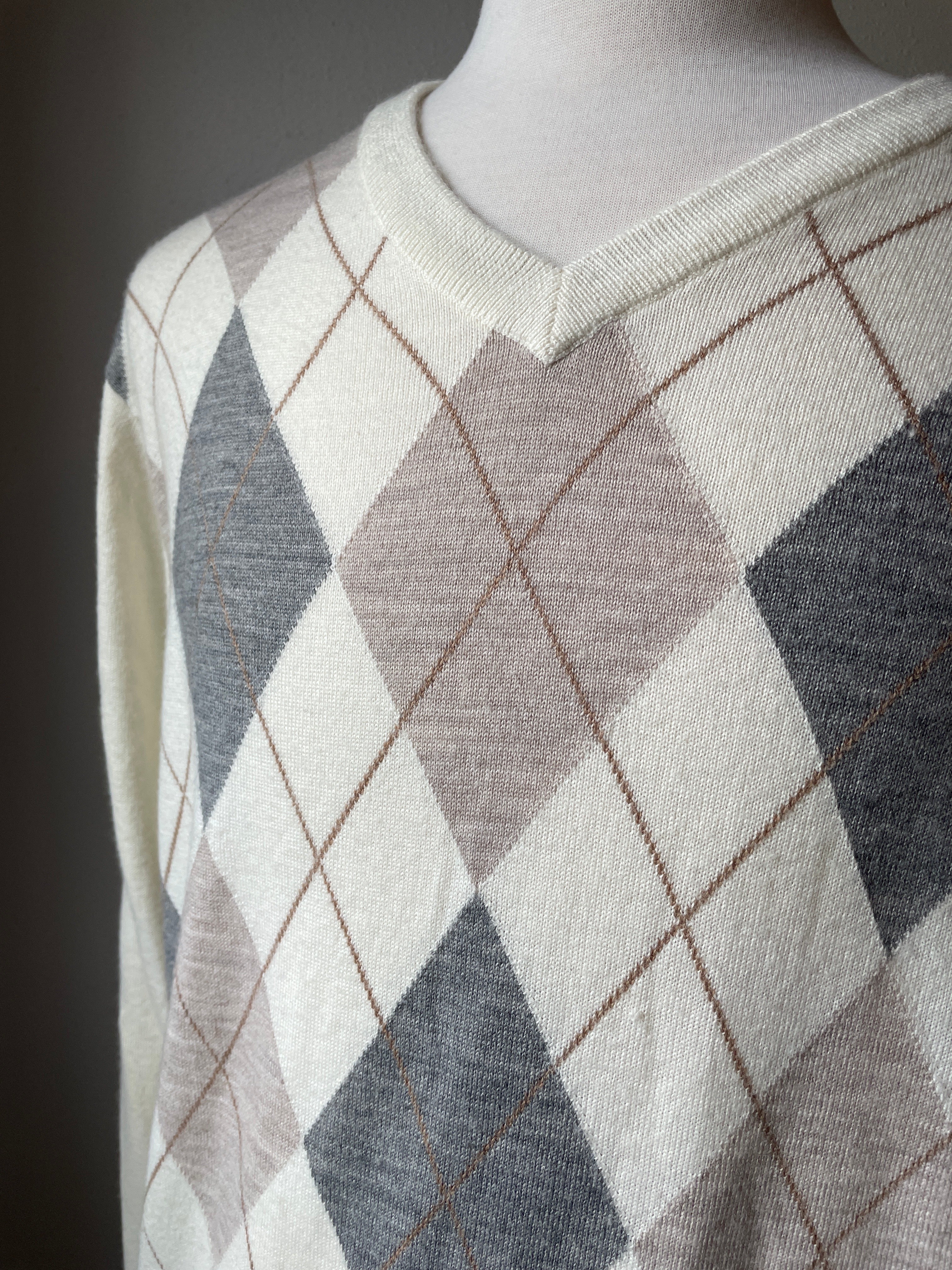 Roundtree & Yorke Argyle Merino Wool Men's Sweater (L)