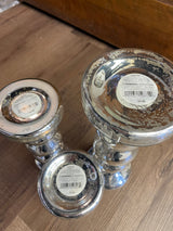 Silver Crackle Candle Holders (Set of 3)