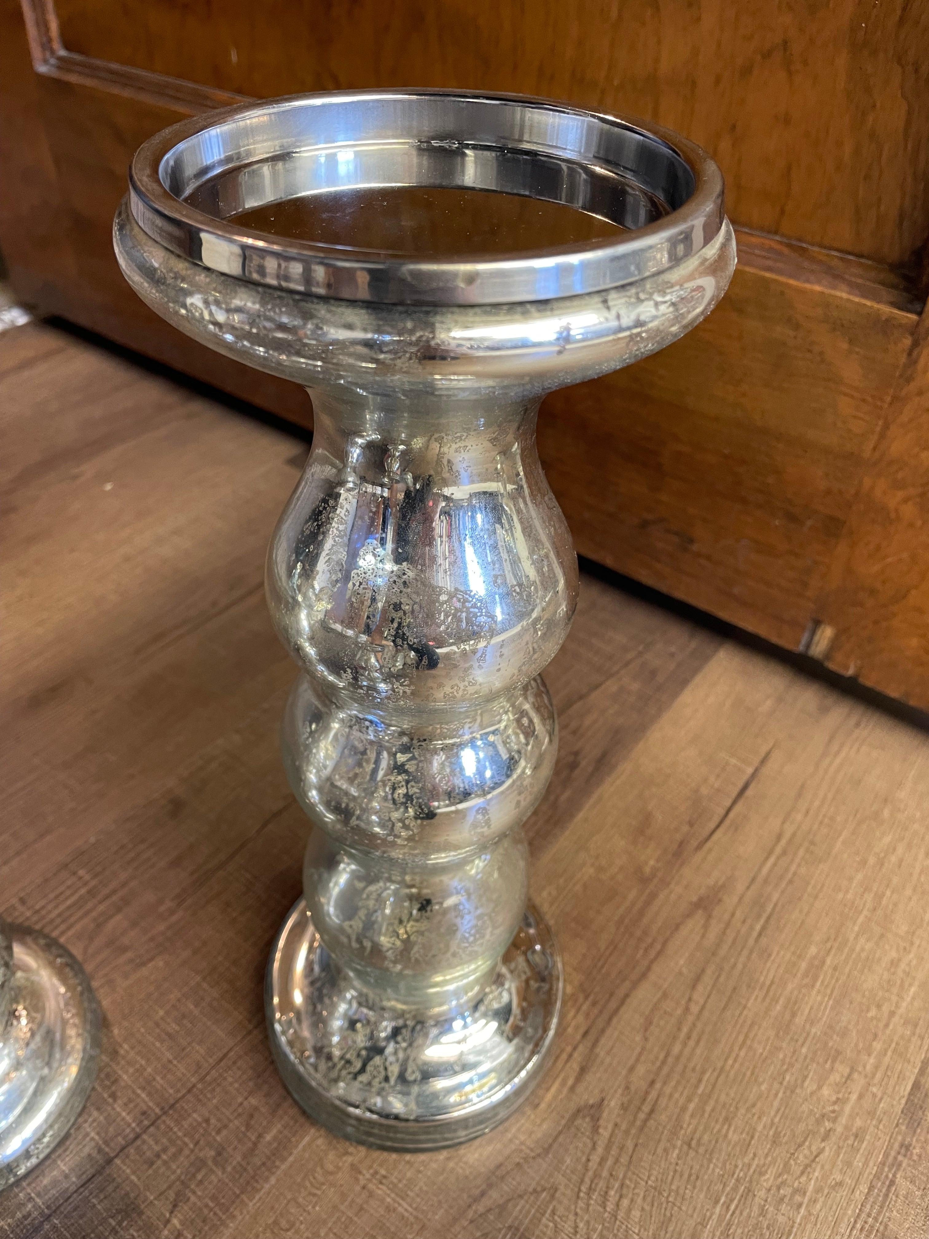 Silver Crackle Candle Holders (Set of 3)