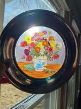 U.S. Historical Society Jefferson Pewter Stained Glass Plate Spring Flowers