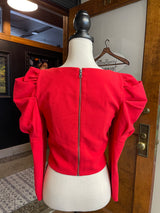 Alice & Olivia Pleated Shoulder Crop Shirt (6)