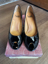 Sofft Sorrento Peep Toe Patent Leather Heels (7.5)
