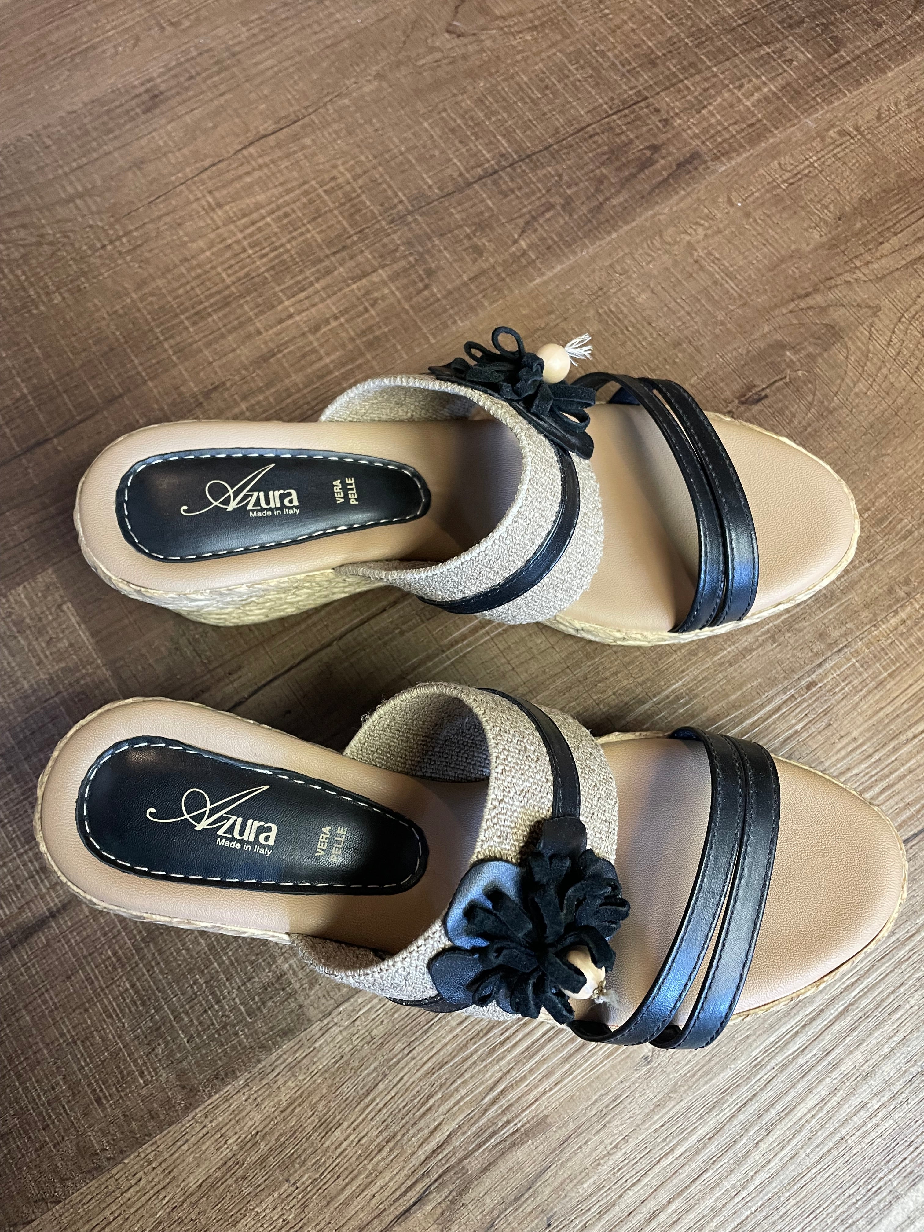 Azura Aketi Black Wedge Sandal (7.5-8)