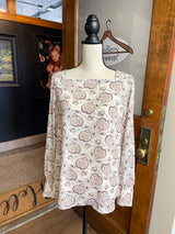 Loft Long Sleeved White Floral Top (M)