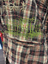 Plaid & Embroidered Wool Blend Women's Blazer (M)