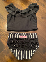 Ruffle Butts Black & White Two Piece Swim Set (4T)