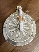 Mud Pie Flower Carved Wood Board Set