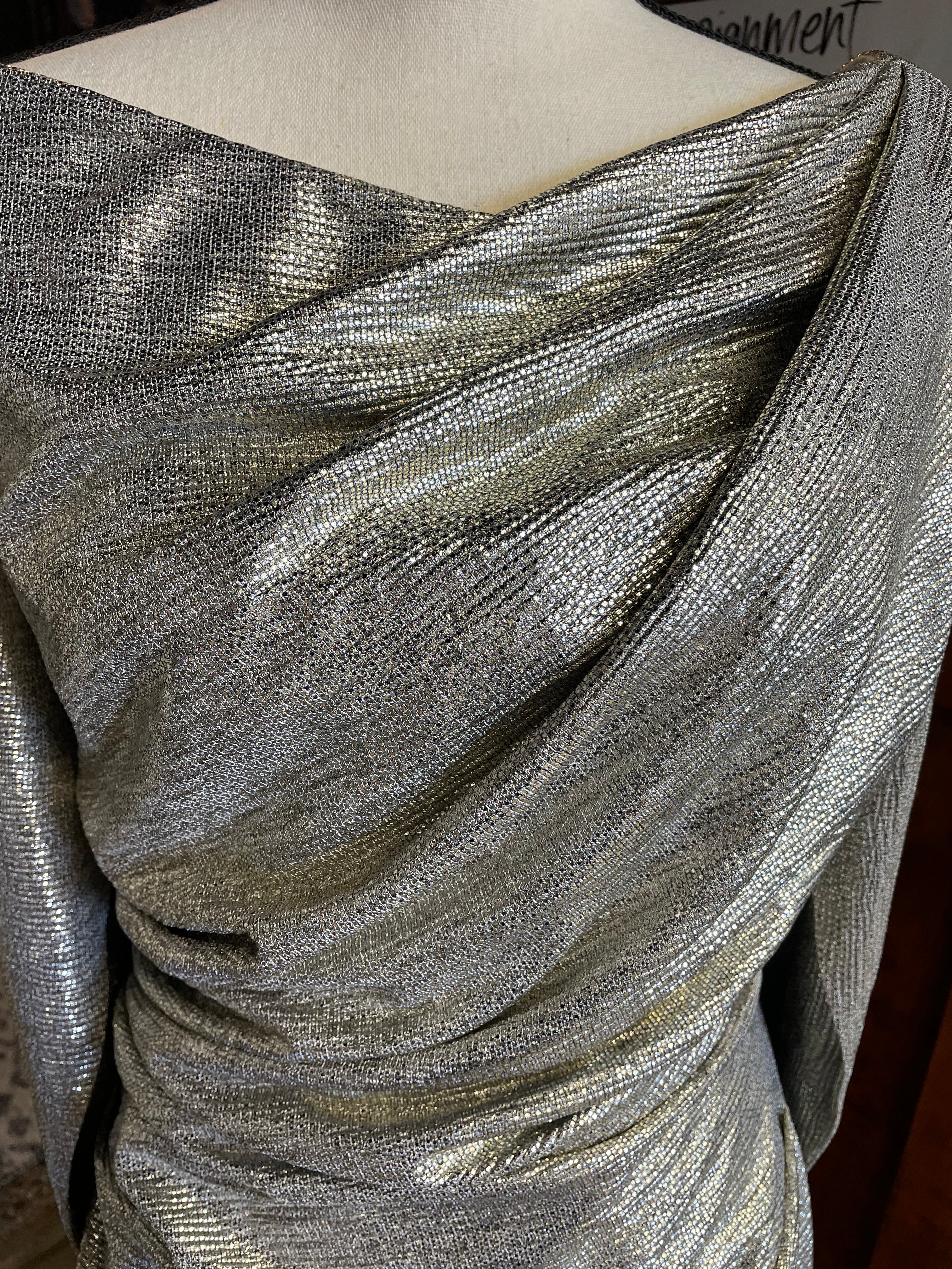 Betsy & Adam Metallic Dress with Draped Arms (12)