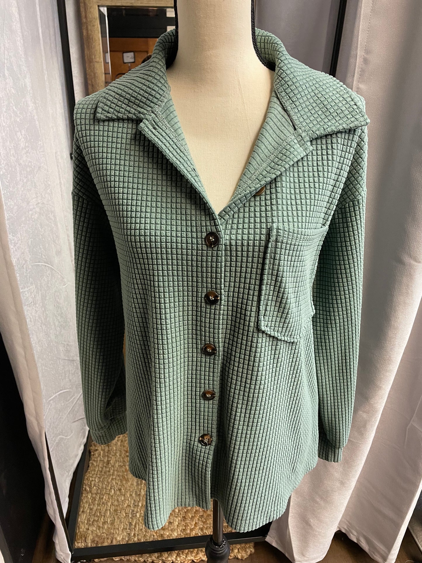 Shein Olive Button Down Shirt (S)