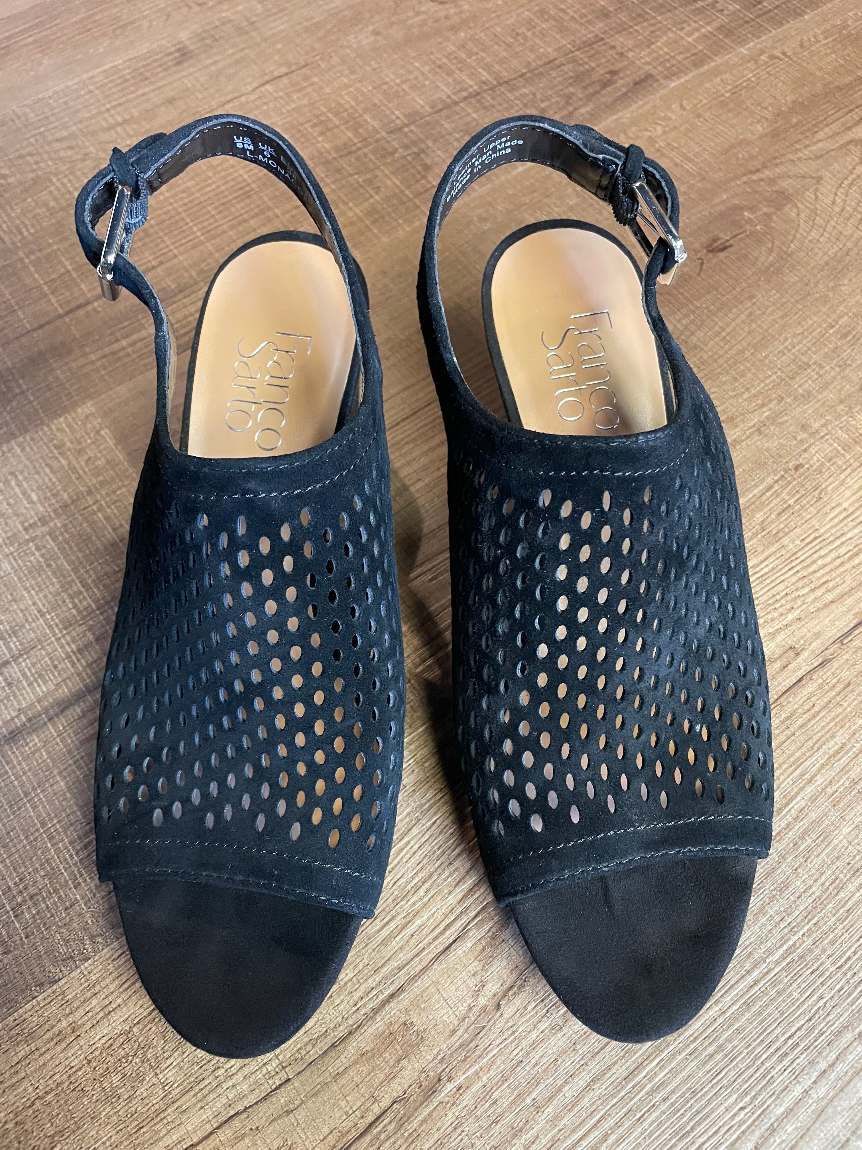 Franco Sarto L-Monaco2 Black Suede Slingback Sandal (8M)