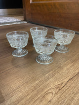 Glass Etched Dessert Pedestal Bowls (set of 4)