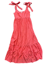 Mine Coral Tie Strap Elastic Panel Back Midi Dress (S) - BinxBerry Consignment