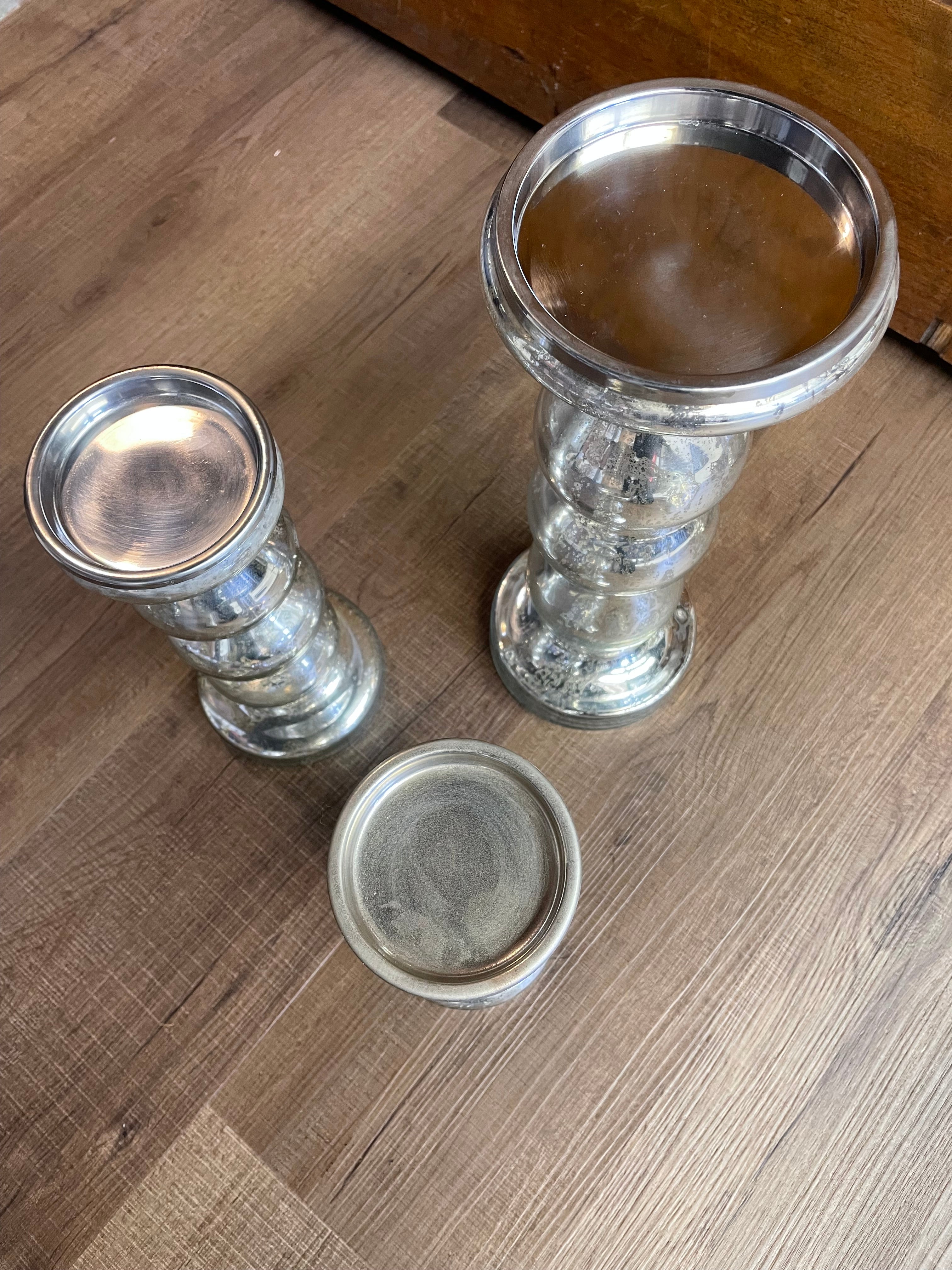 Silver Crackle Candle Holders (Set of 3)