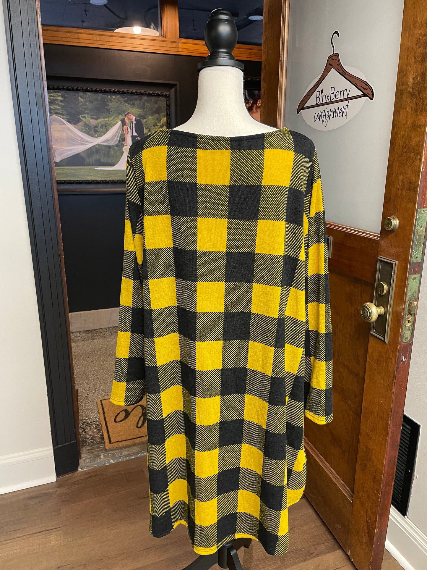 Emerald Gold & Black Plaid Dress (2X)
