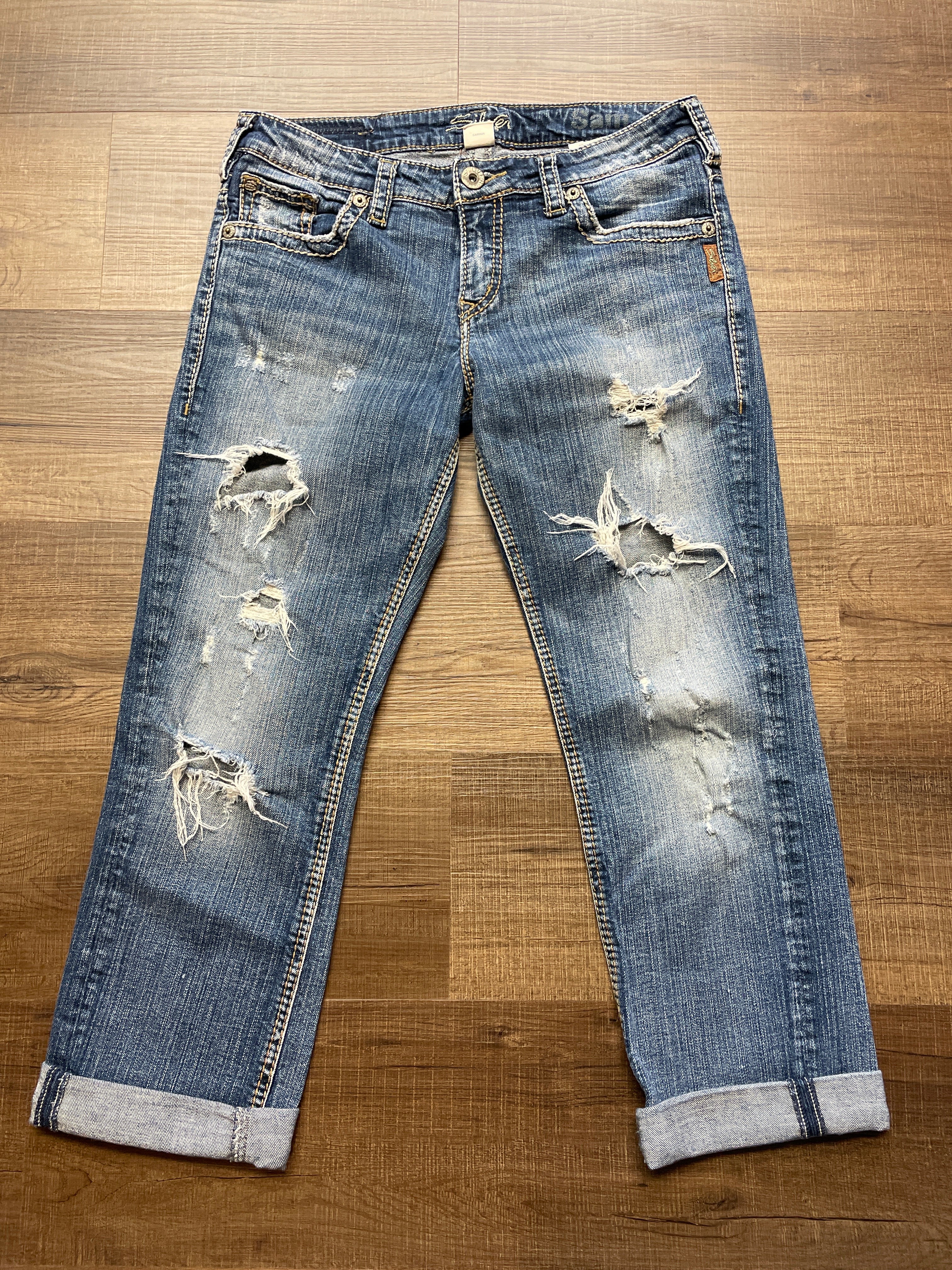 Silver SAM Destroyed Ankle Jean (29x28)
