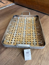 Kirkland's Wood and Metal Basket Weave Tray
