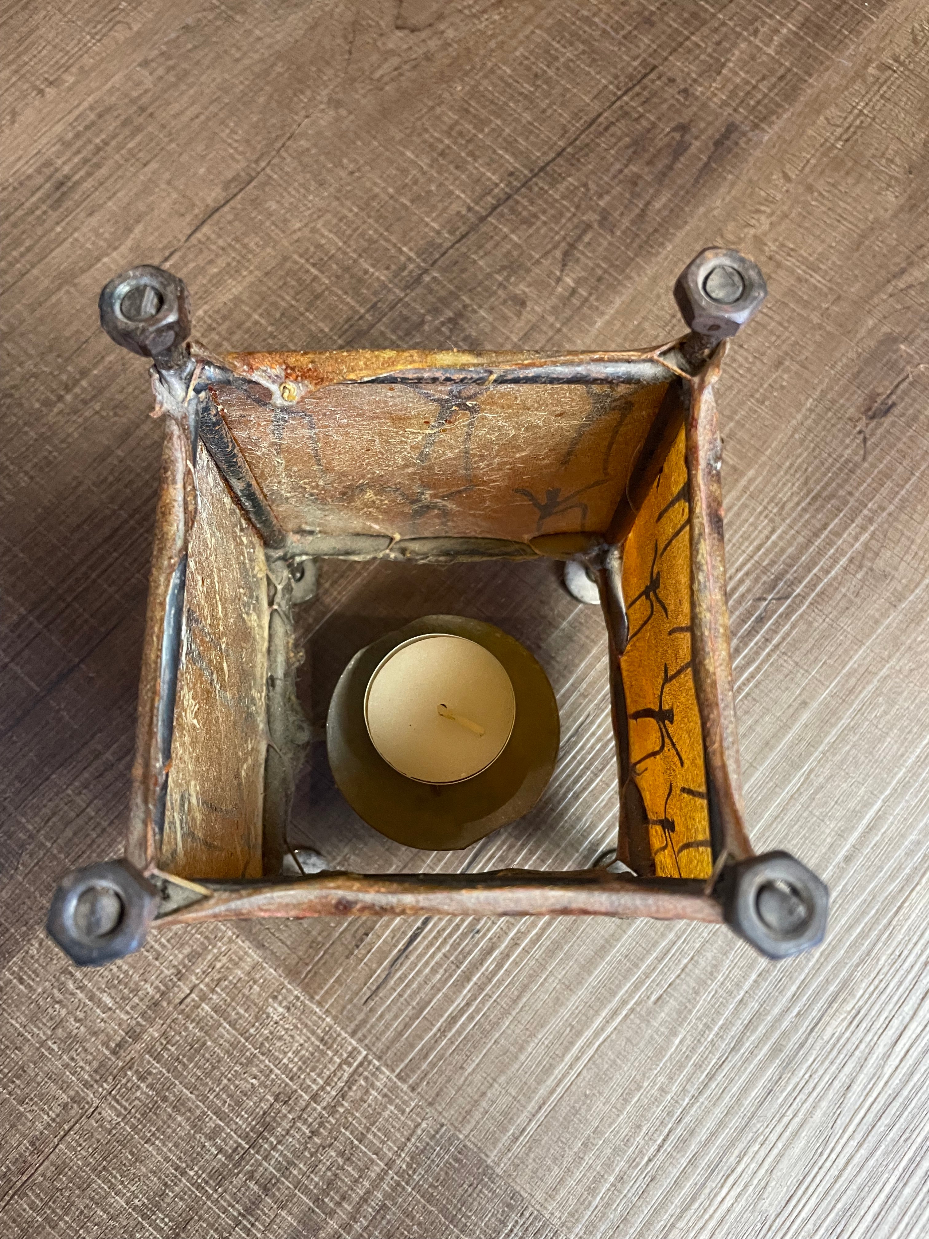 Vintage Moroccan Stretched Leather Tealight Lantern