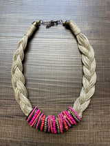 Thick Braided Twine Necklace with Beads