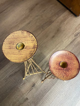 Painted Metal Pyramid Candle Holders (set of 2)