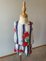 Rare Editions Red Floral Romper (4T)