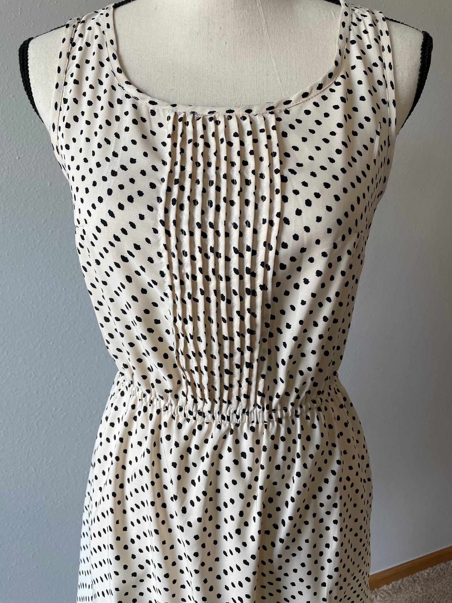 MNG Casual Polka Dot Dress Beige (2)