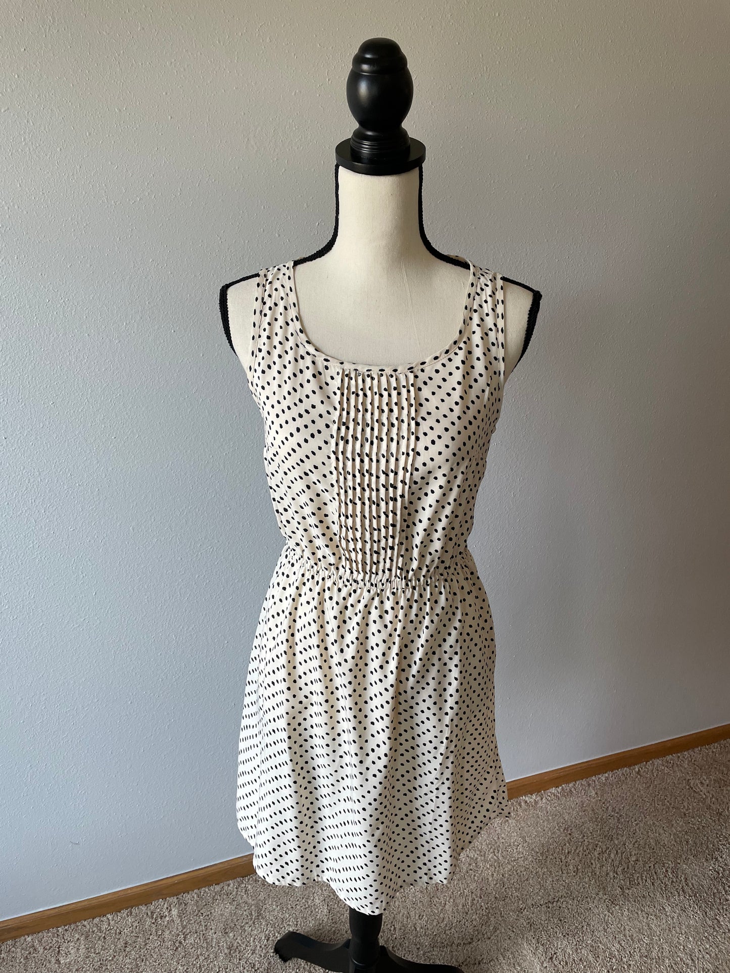 MNG Casual Polka Dot Dress Beige (2)