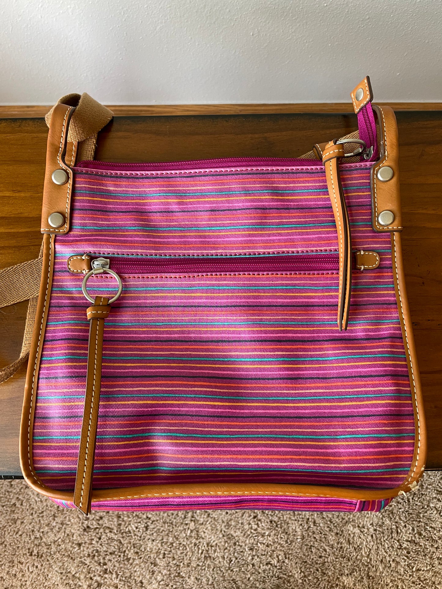 Fossil Pink Coated Canvas Crossbody