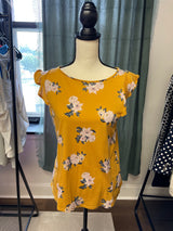 Loft Gold Ruffle Sleeve Knit Shirt (S)