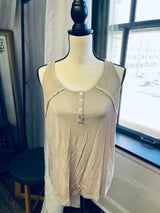 POL Sleeveless Henley Tank (S)