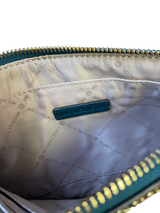 Michael Kors Jet Set Teal Gold Studded Zip Wristlet
