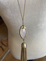 Loft Goldtone Rose Quartz Stone Tassel Pendent - BinxBerry Consignment