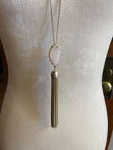 Loft Goldtone Rose Quartz Stone Tassel Pendent - BinxBerry Consignment