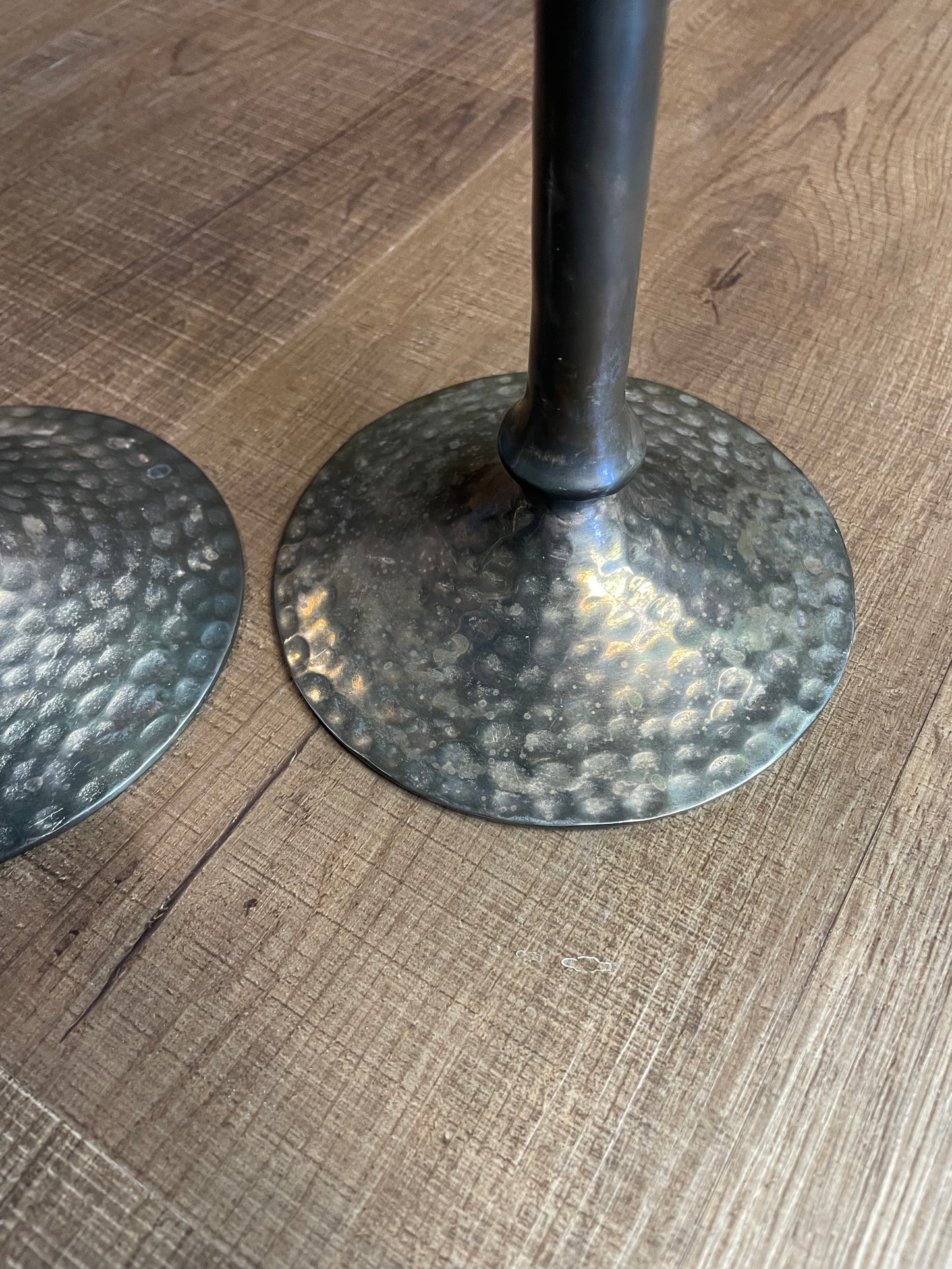 Hammered Metal Matchstick Candlesticks