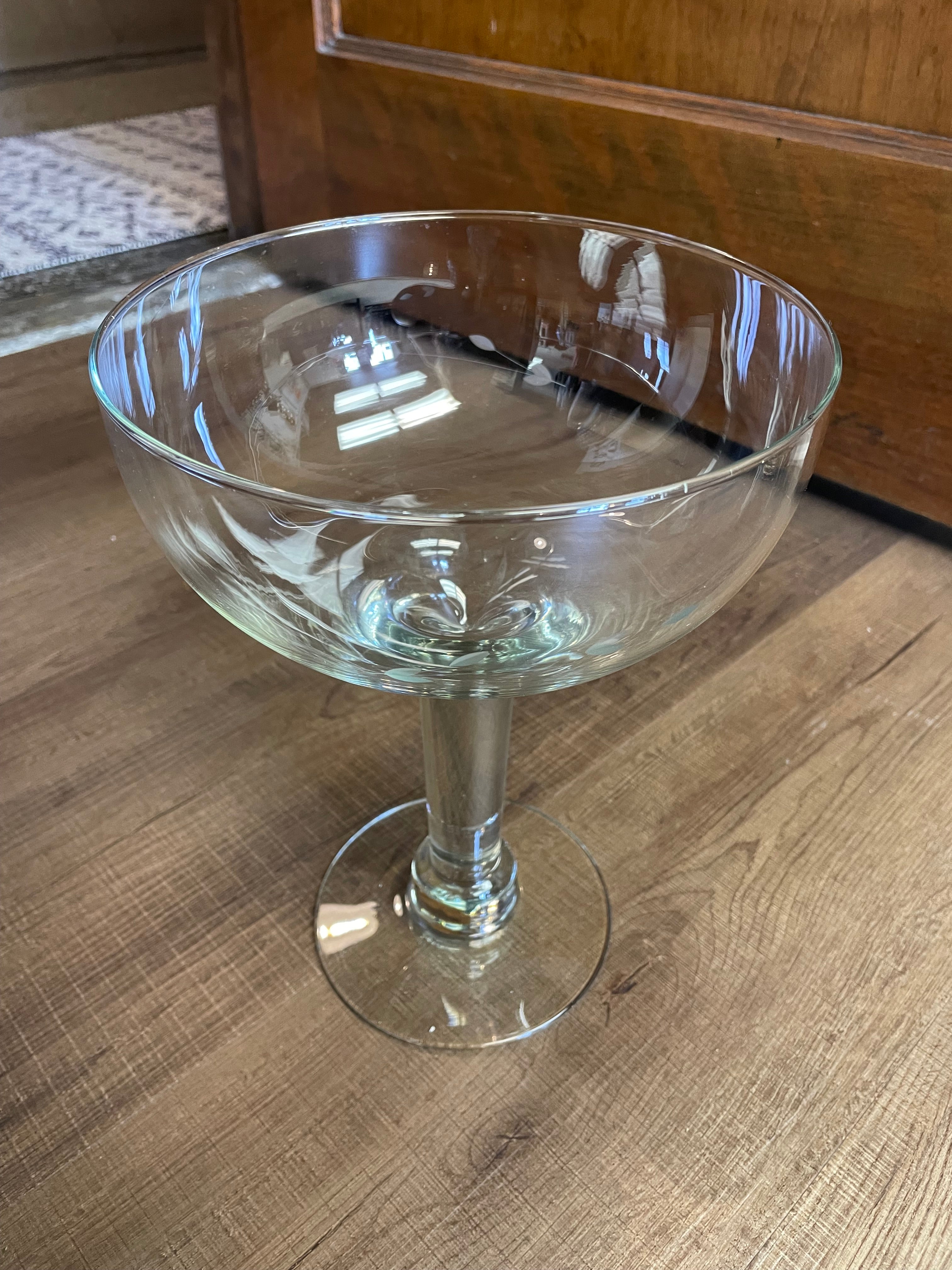 Etched Glass Pedestal Bowl