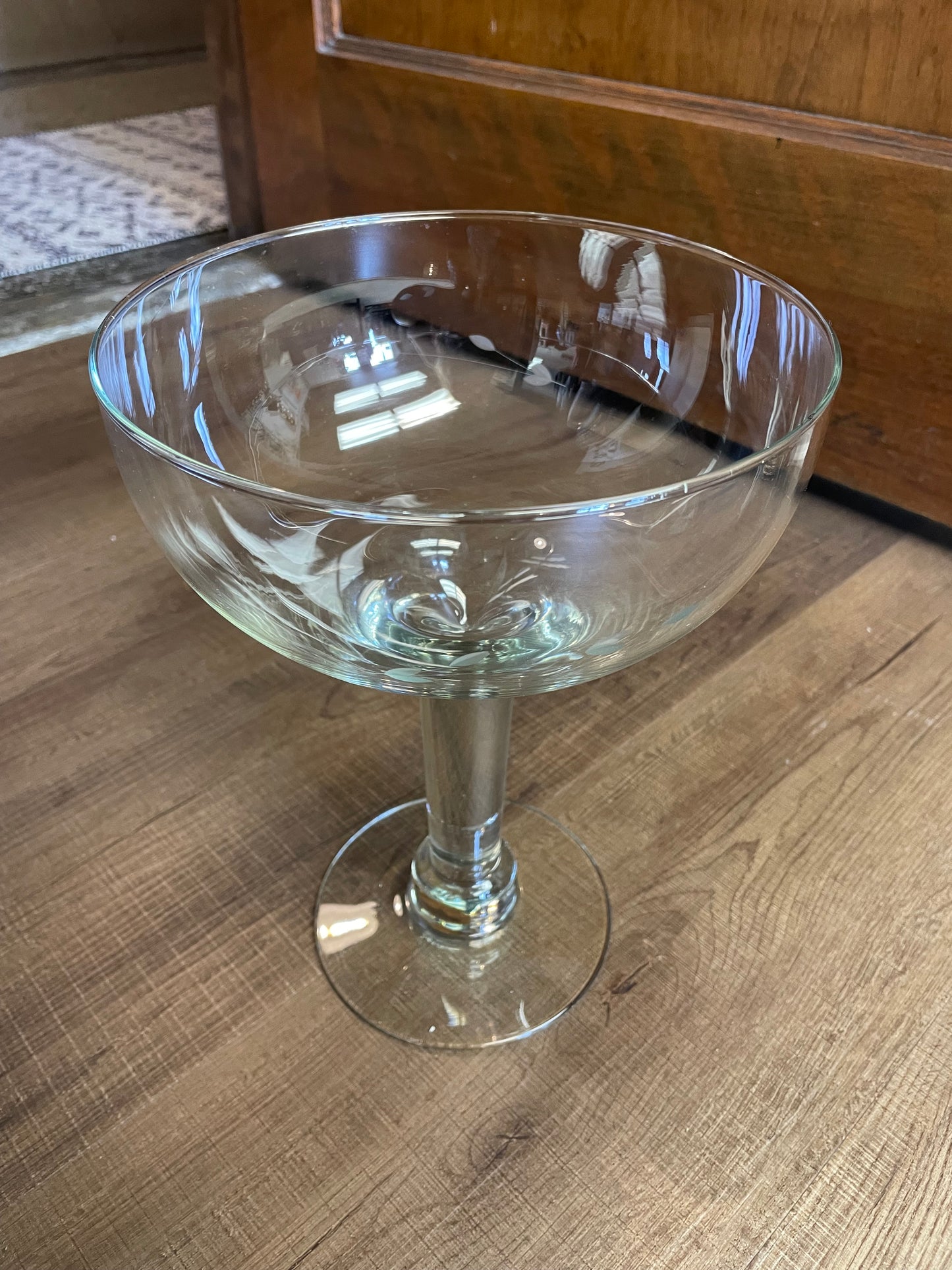 Etched Glass Pedestal Bowl
