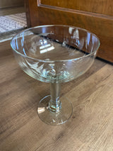 Etched Glass Pedestal Bowl