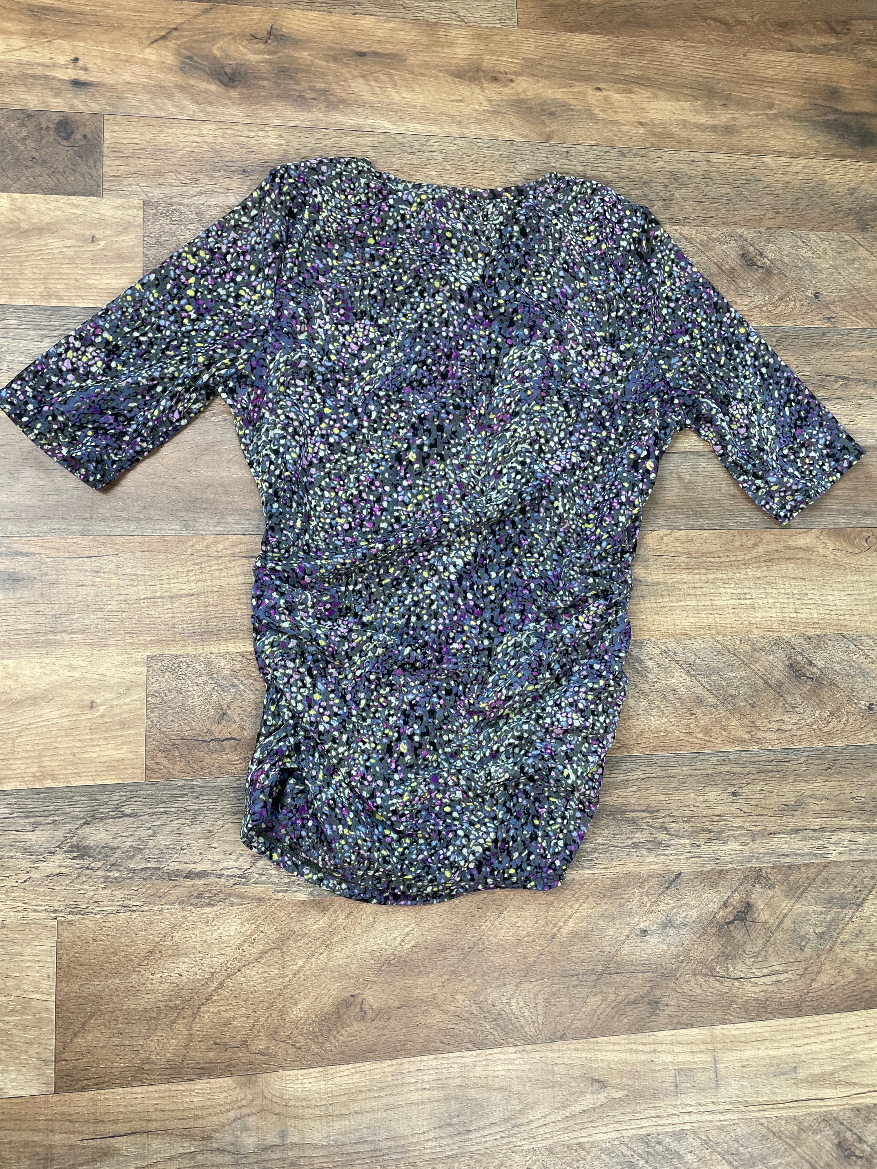 WHBM Mesh 1/2 Sleeve Top with Gathered Sides (M) - BinxBerry Consignment