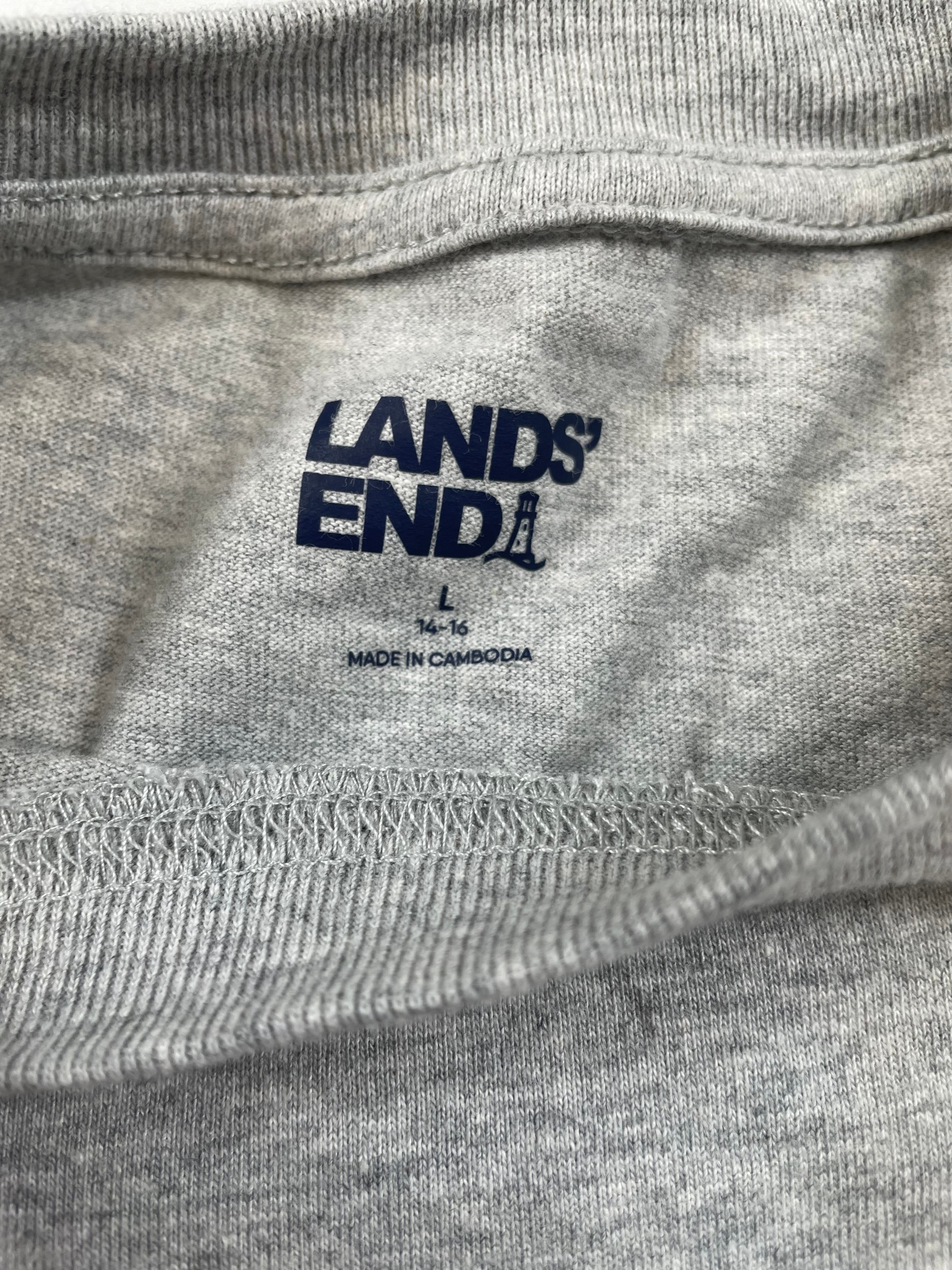 Land's End Women's 100% Cotton Basic Gray Tee (L) - BinxBerry Consignment
