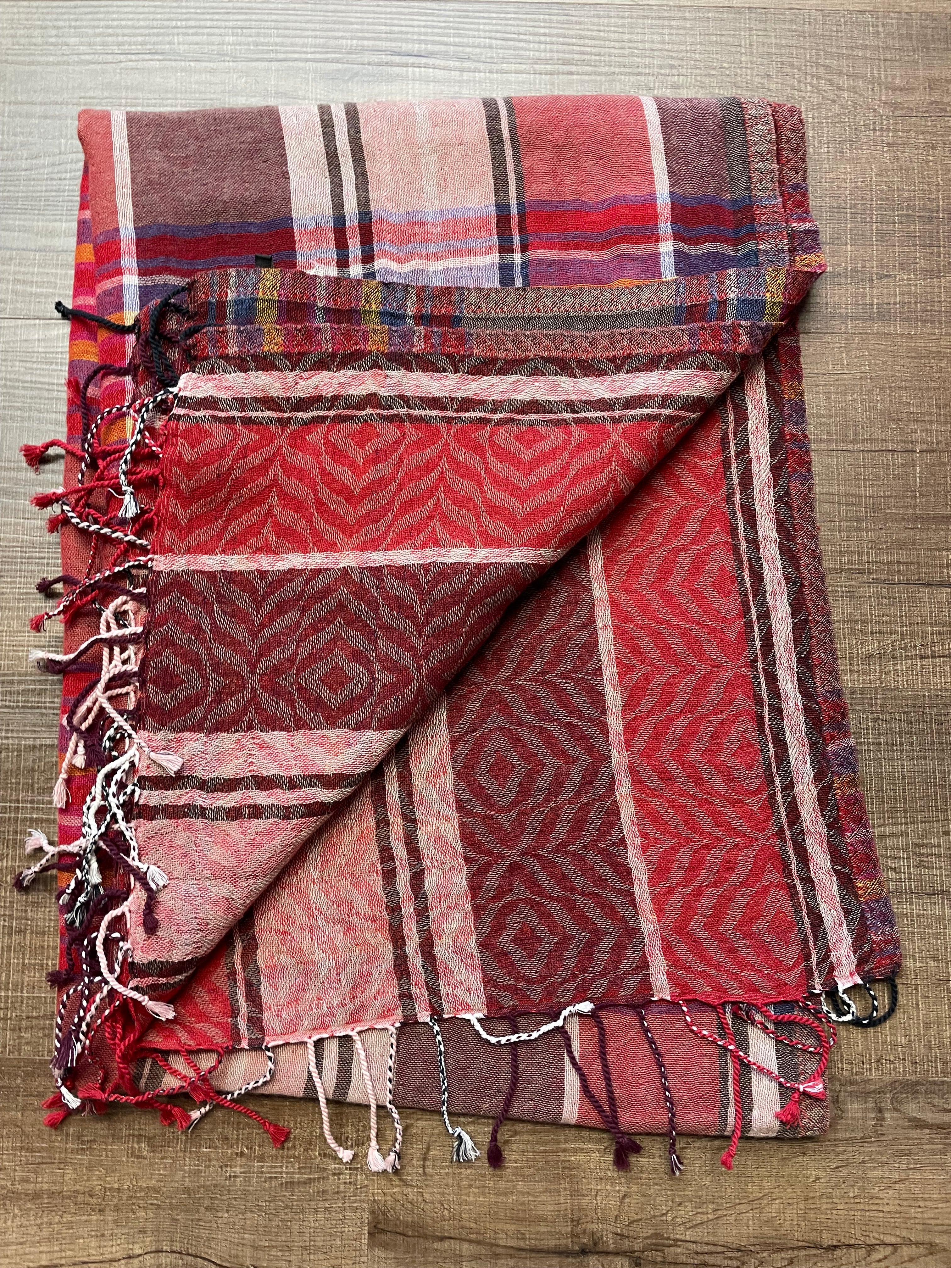 Talbots NWT Wool Blend Reversible Tassel Scarf (27x74)