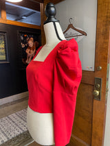 Alice & Olivia Pleated Shoulder Crop Shirt (6)