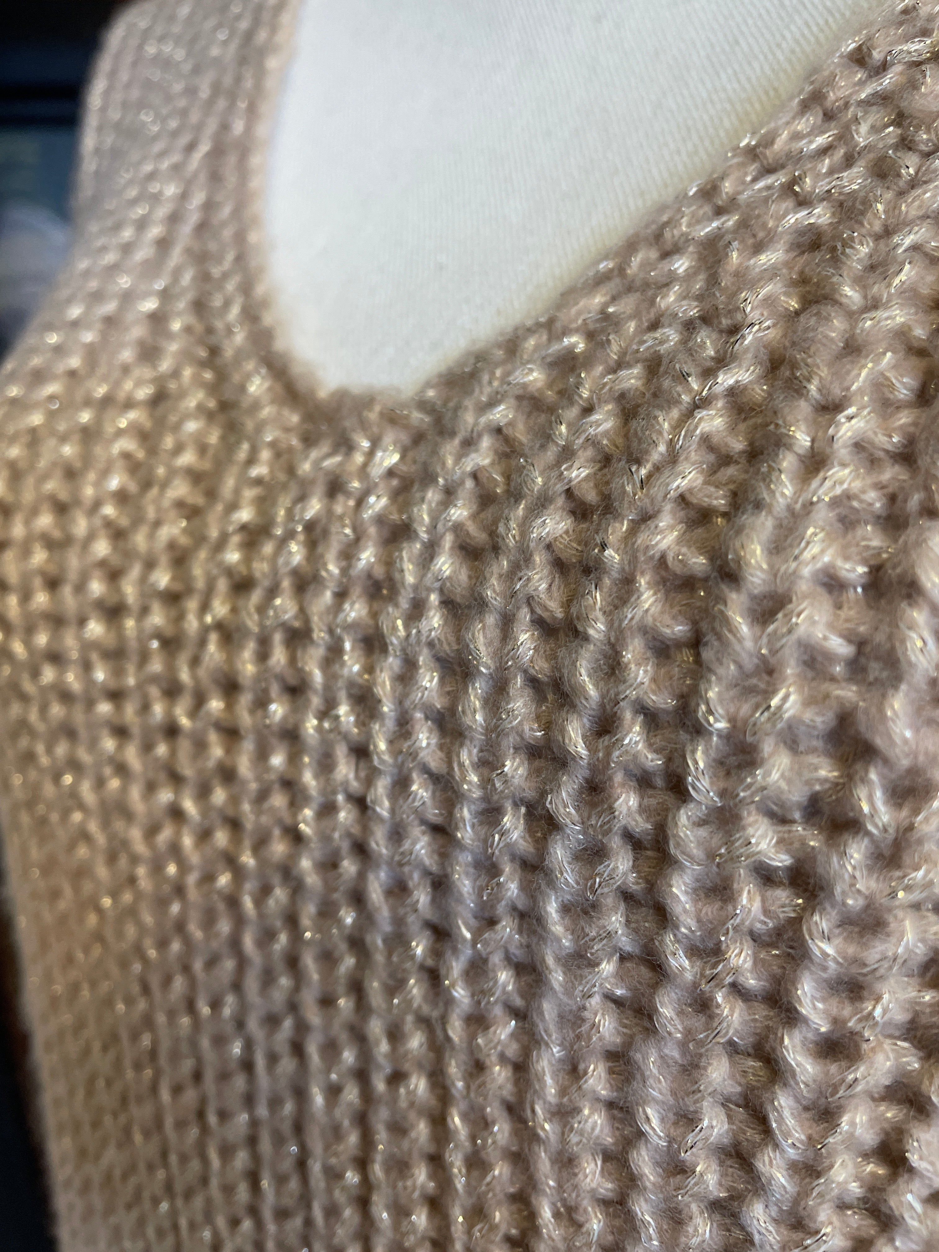 Loft Gold Metallic Thread Knit Sweater (M)