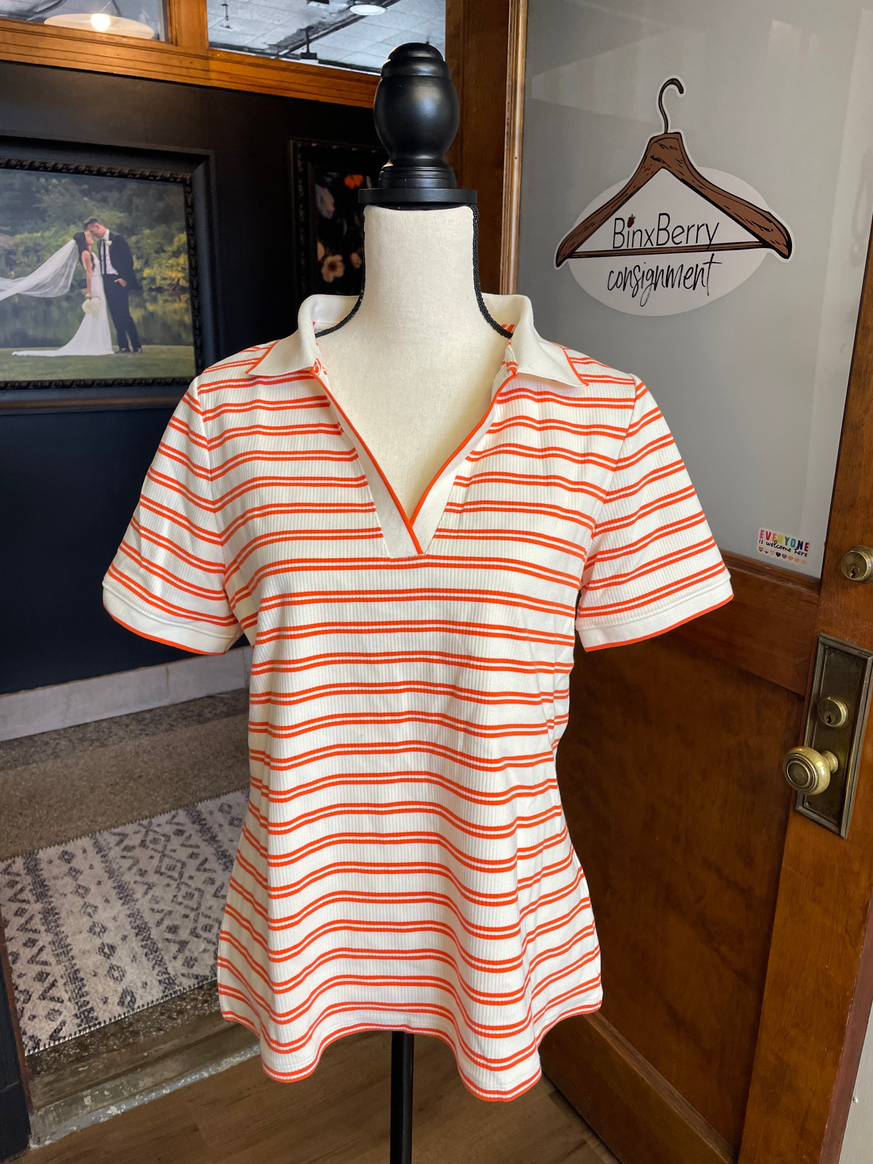 Land's End Collared Short Sleeved Top (L)