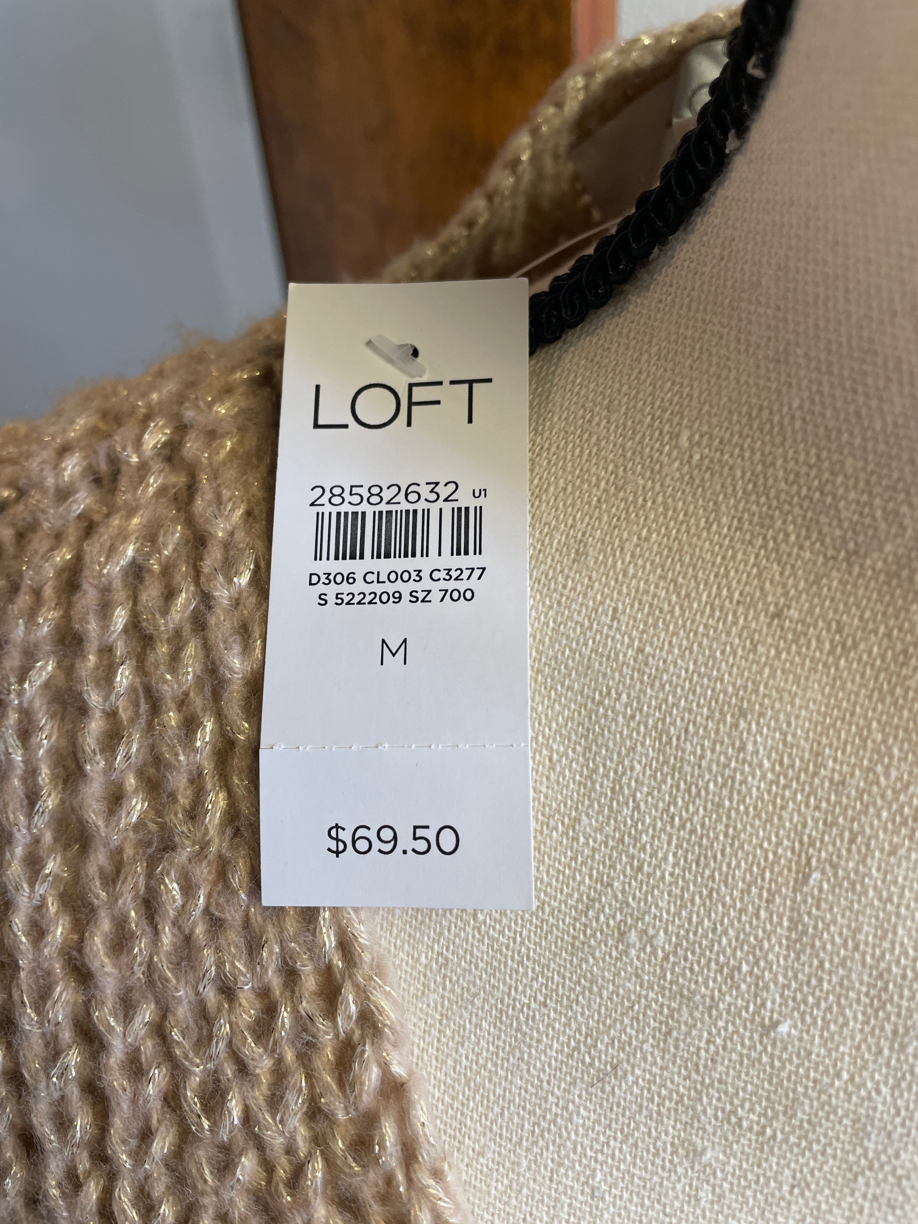 Loft Gold Metallic Thread Knit Sweater (M)