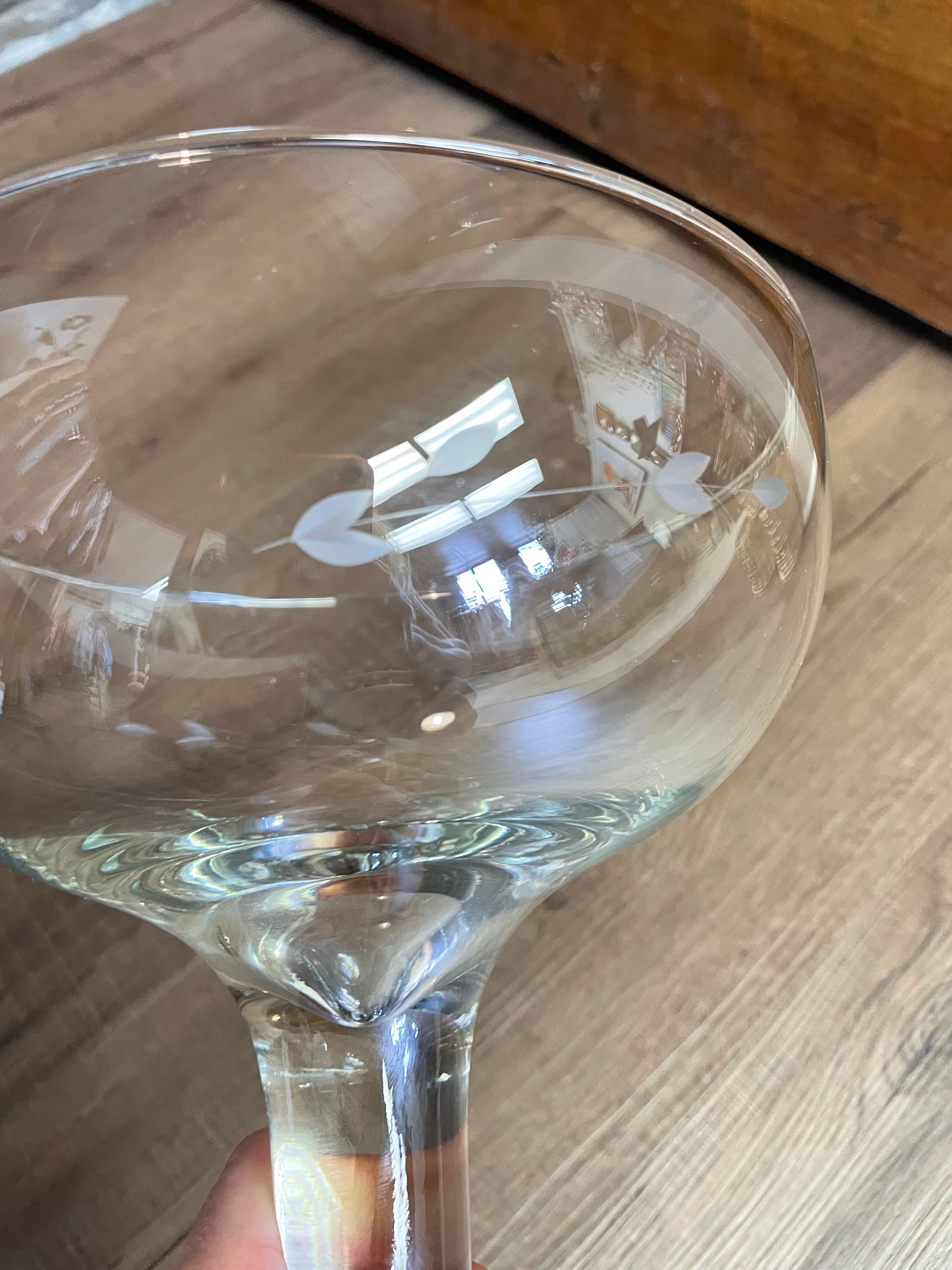 Etched Glass Pedestal Bowl