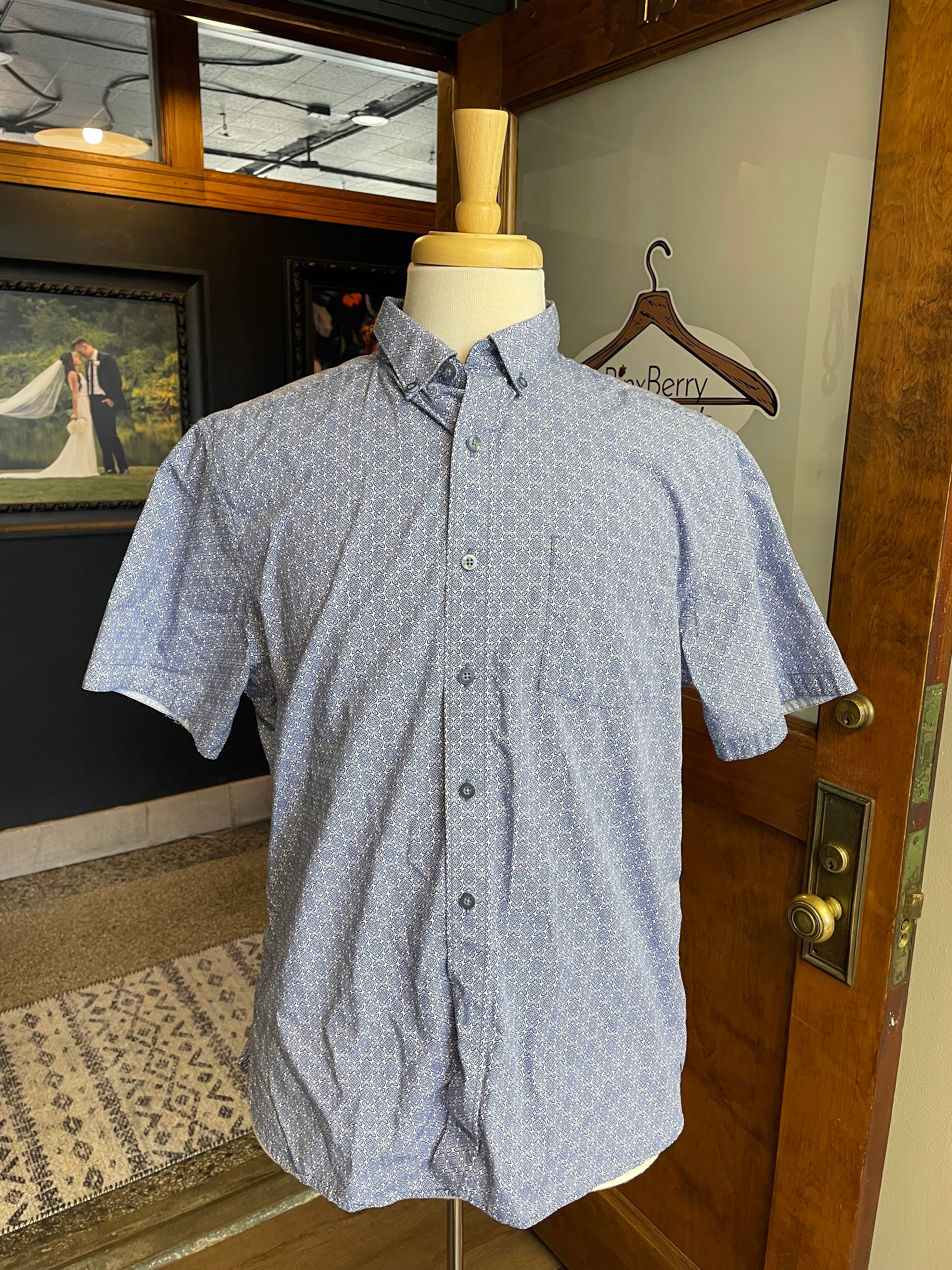 Johnston & Murphy Men's Short Sleeved Button Down (L)